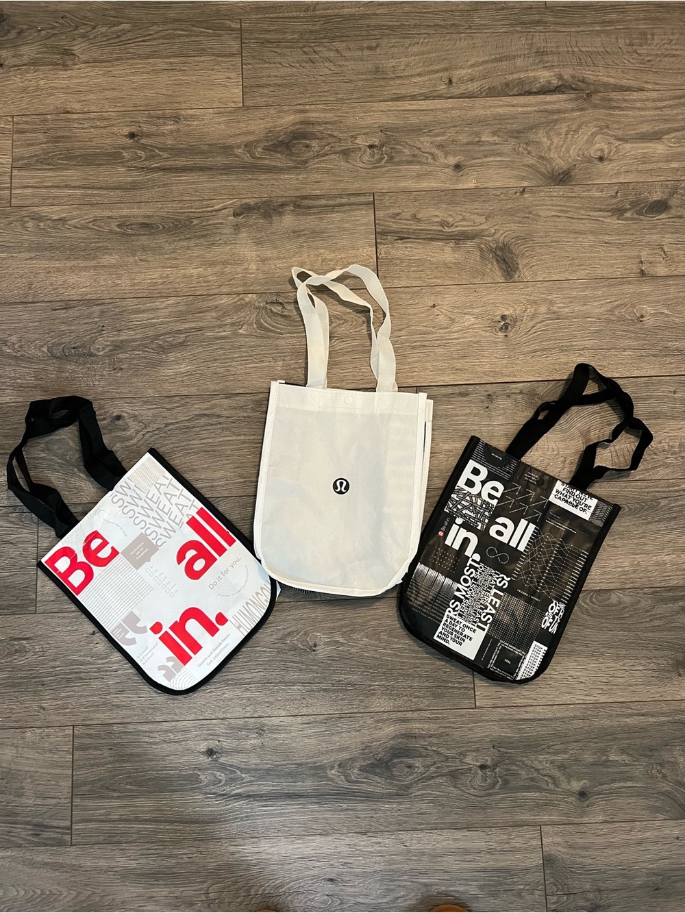 Set of 3 Black, White, & Red Lululemon Bags